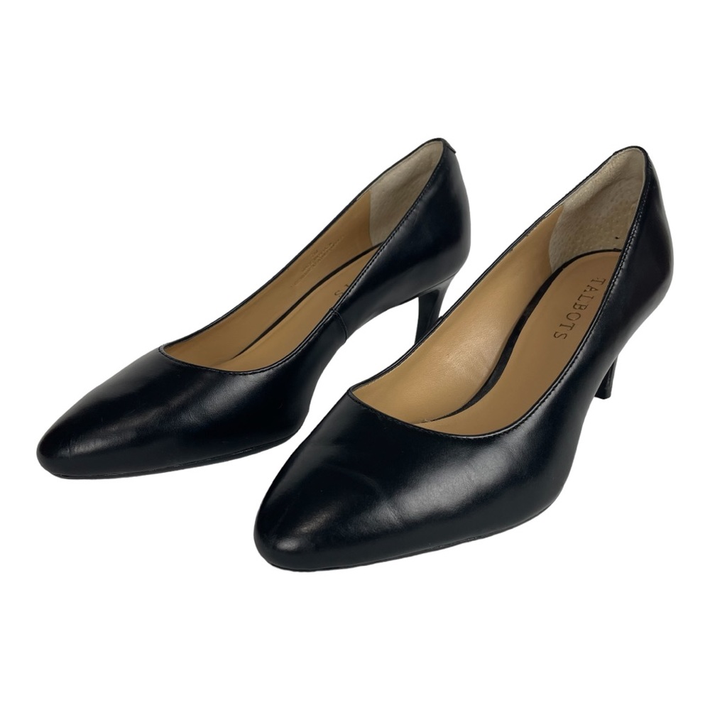 TALBOTS‎ Black Leather Pumps 2.5 inch Heel Size 7 Made in Brazil